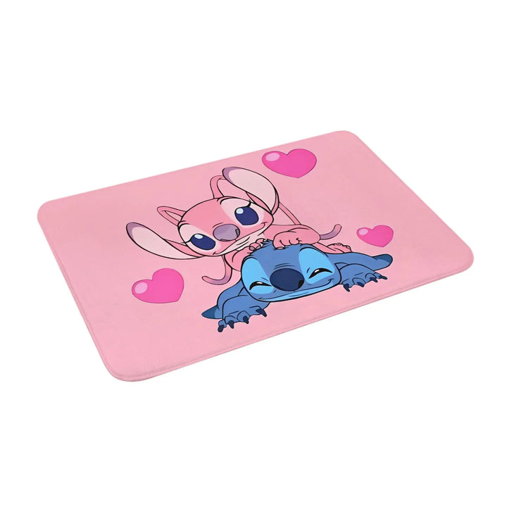 Cartoon Stitch and Angel Bathroom Rugs Mat Extra Soft and Absorbent  Bath Rugs Mats Carpet Non-Slip for Shower Tub