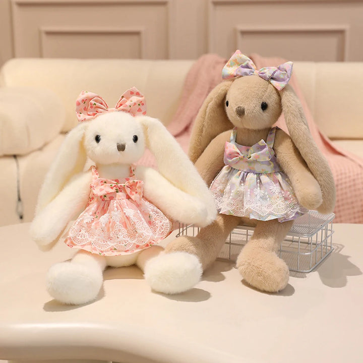 Garden Rabbit Plush Toys In Floral Dresses Princess Bunny Wearing Bows Kawaii Birthday Presents Christmas Gifts For Girl Friend