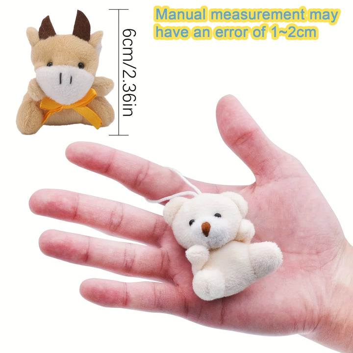 24pcs Mini Plush Animal Toy Set Cute Animals Keychain Decoration for Kids&Adult Carnival Prizes Small Stuffed Animal Party Favor