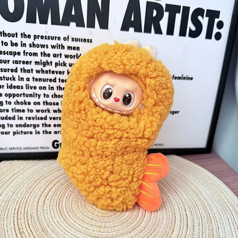 Clothes For Labubu Shark Bee Dinosaur Costume Fried Shrimp 1st 2nd 3rd Gen Sitting Party Blue Pink Outfit Accessories