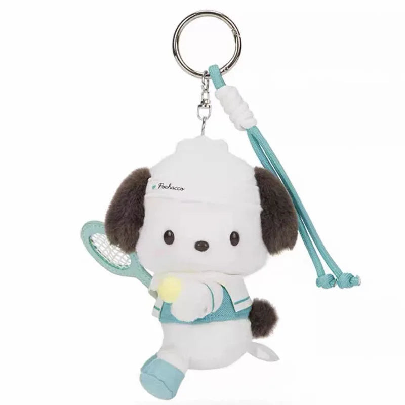Kawaii Sanrio Hello Kitty Cinnamoroll Cartoon Plush Toys Tennis Backpack Keychain My Melody Soft Stuffed Doll Girl Birthday Gift