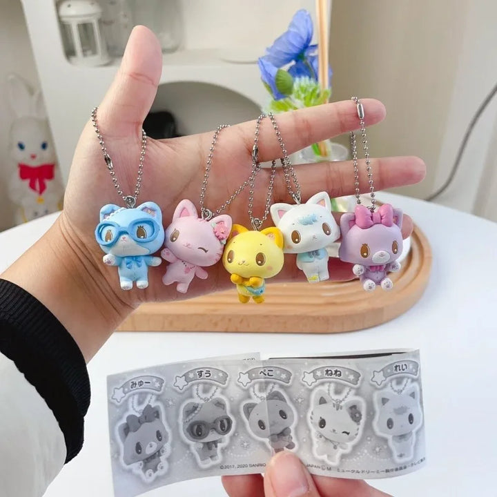 5 Pcs Cartoon Mewkledreamy‌ Pendant Keychain Backpack Cute Cat Pendant Decoration Children Toy Keychain Friends Christmas Gift