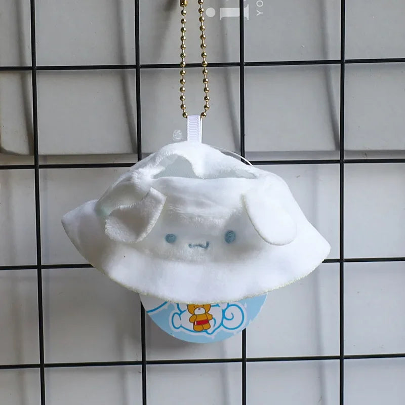 Sanrio Kuromi Doll Hat with KeyChain Labubu Kawaii Hello Kitty Kuromi Cinnamoroll Melody Pendant Cute Labubu doll accessories