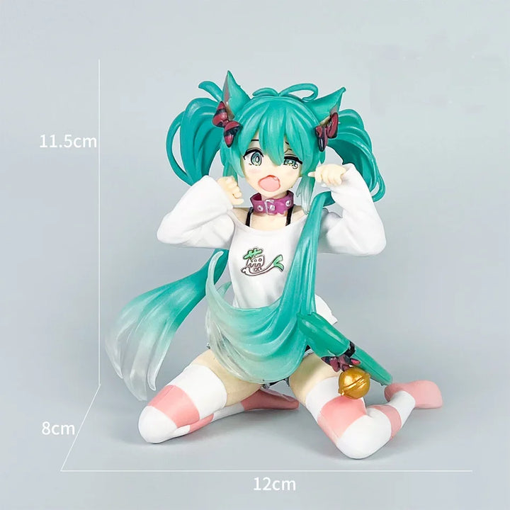 Hatsune Miku Action Figure 11cm Desktop Cute Miku Neko T-Shirt Ver. Anime Figurine Kawaii Girl Ko Model Toy Gift