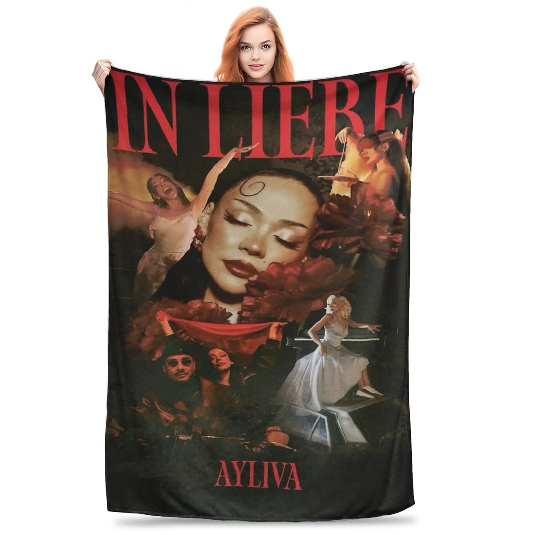 Singer Ayliva Schwarzes Herz Blanket  Plush Awesome Breathable Throw Blanket for Home Textile Decor