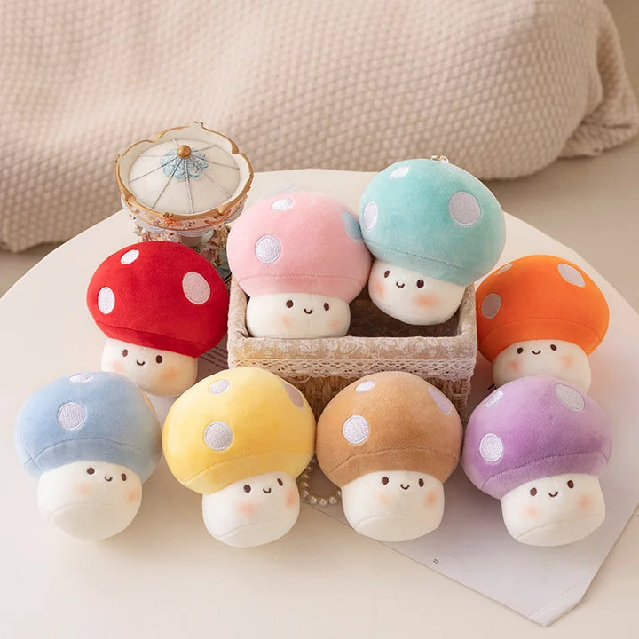Mushroom Plush Stuffed Soft Plant Mushroom Key Pendant 10cm Small Size Soft Doll Bag Decoration Pendant Kids Toys Gift