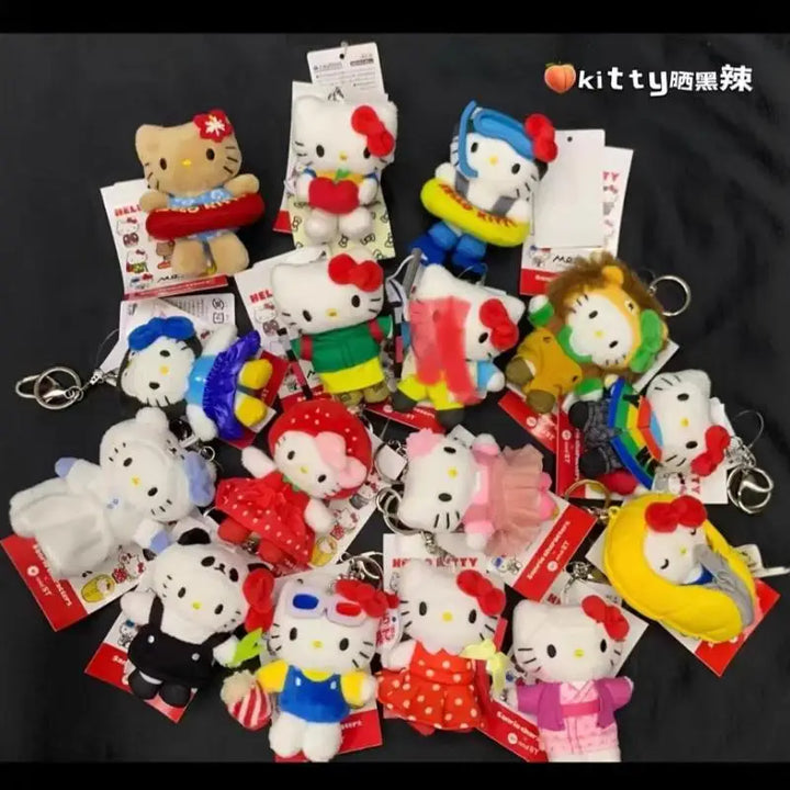 Kawaii Sanrio Hello Kitty Plush Toys Keychain Cartoon Backpack Keychain Accessories Doll Girl Birthday Creative Gift Peripherals