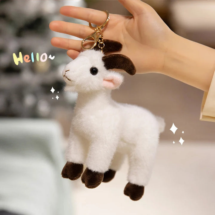 Lifelike Goat Plush Pendant 16cm Cute White Black Sheep Plush Keychain Backpack Decor Travel Companion Doll Kid Birthday ﻿Gift