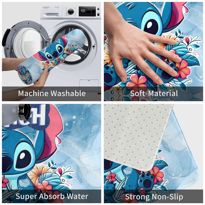 Cartoon Stitch Movie Bathroom Rugs Mat Super Soft  Bath Rugs Mats Carpet Non-Slip for Kitchen Shower