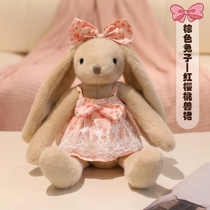 Garden Rabbit Plush Toys In Floral Dresses Princess Bunny Wearing Bows Kawaii Birthday Presents Christmas Gifts For Girl Friend
