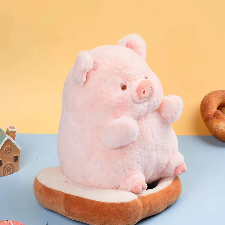 Kawaii Lulu Pig Plush Toys With Toast Bread Around Neck Piggish Pink Piglet Stuffed Animal High Quality Pig Soft Dolls Cute Gift