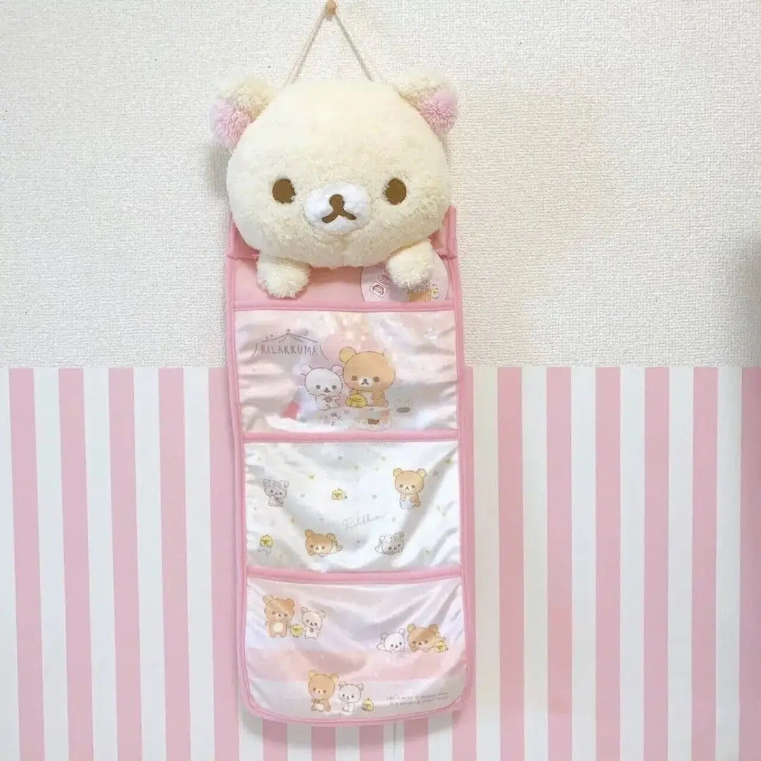 Kawaii Rilakkuma Hanging Multi-Layer Storage Bag Jewelry Miscellaneous Large Furnishing Decoration Capacity Storage Bedroom Home