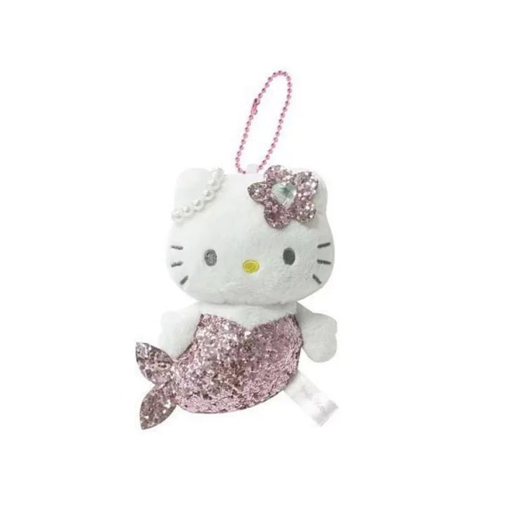 Kawaii Sanrio Hello Kitty Unicorn Black Skin Mermaid Telescopic Plush Keychain Backpack Pendant Decoration Girl Birthday Gift