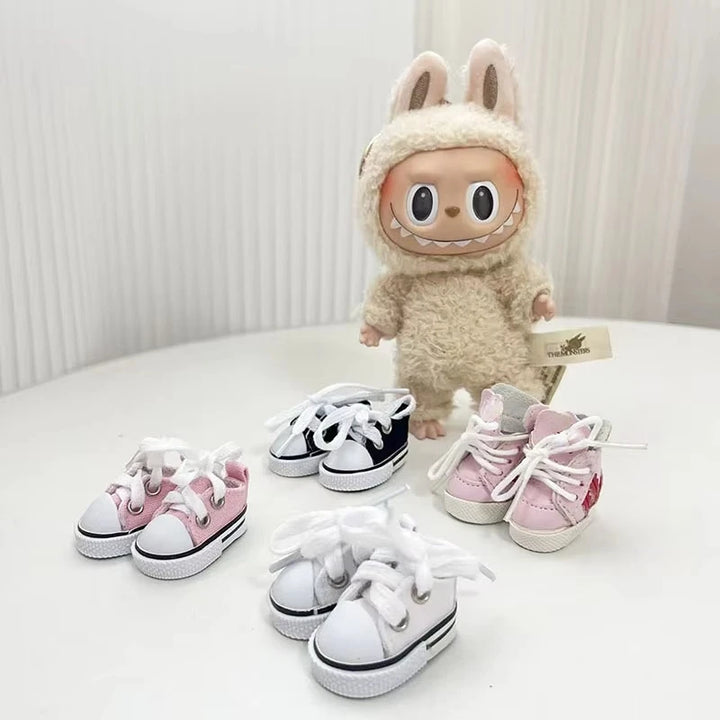 17cm Cute Labubu Leather Shoes Canvas Shoes Sneakers Camera Labubu Korea Kpop Exo DIY Girls Labubu Doll Accessories