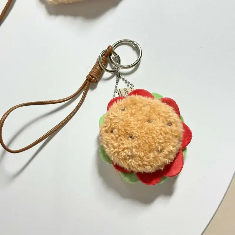 Simulation Food Plush Keychain with Hamburger, Sandwich, and Cake Designs; Adorably Cute Stuffed Doll; Perfect Bag Pendant Gift.