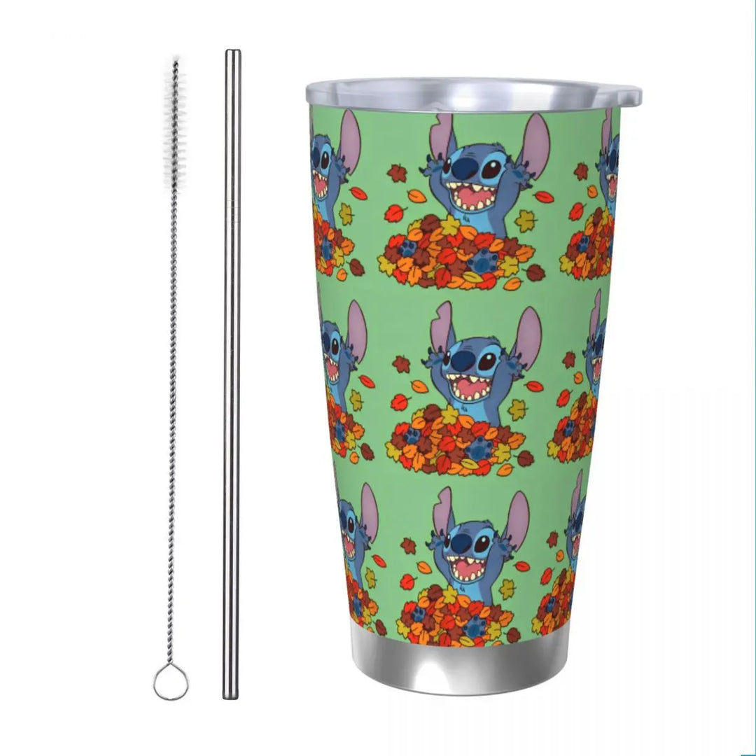 Funny & Stitch Insulated Tumbler with Straws Cute Koala Stainless Steel Thermal Mug Outdoor Travel Thermos Bottle Cup, 20oz