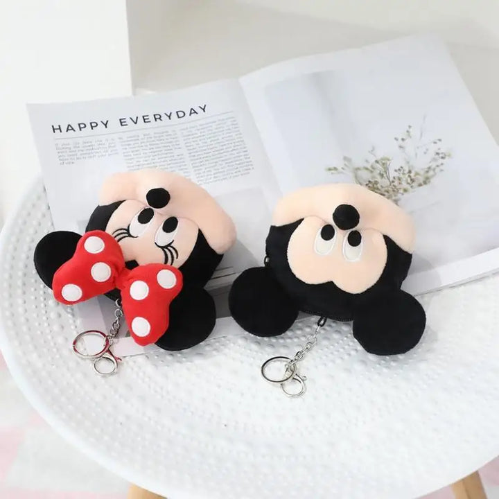 Kawaii Disney Mickey Minnie Mouse Cute Cartoon Plush Toys Coin Purse Wallet Earphone Bag Backpack Keychain Friends Holiday Gift