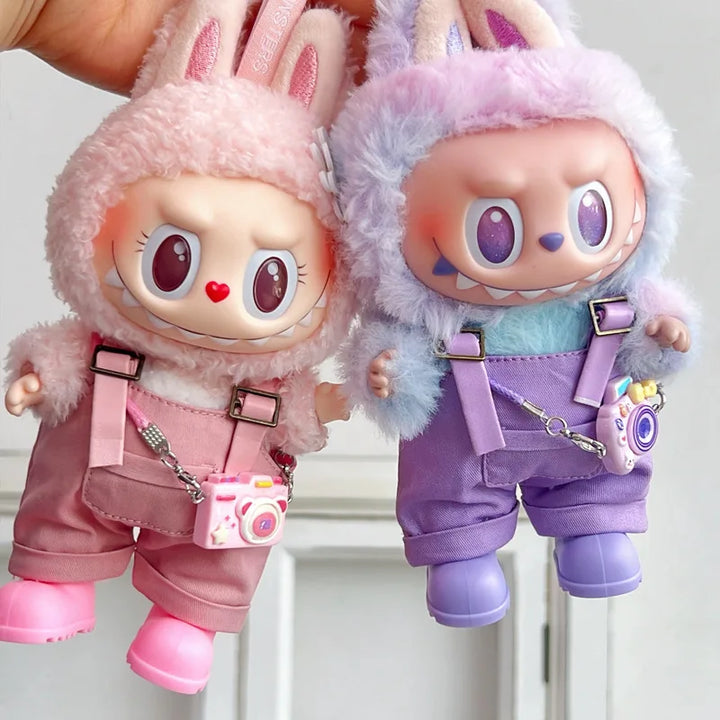 Clothes For Labubu Dolls 15/17Cm For LABUBU Sitting Party 1St 2Nd 3Rd Gen Headphones Overalls & Shoes Set Apparel Accessories