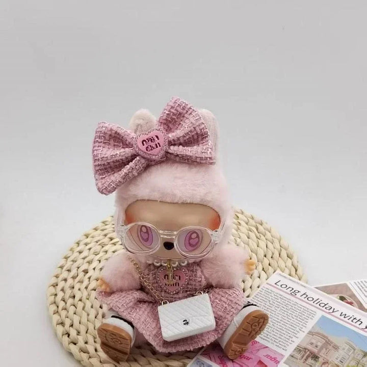 For 17CM Labubu  Doll Clothing Niche Design High-end Fashion Mini Pink Set 1/2 Generation Universal and Exquisite Fashion Wear