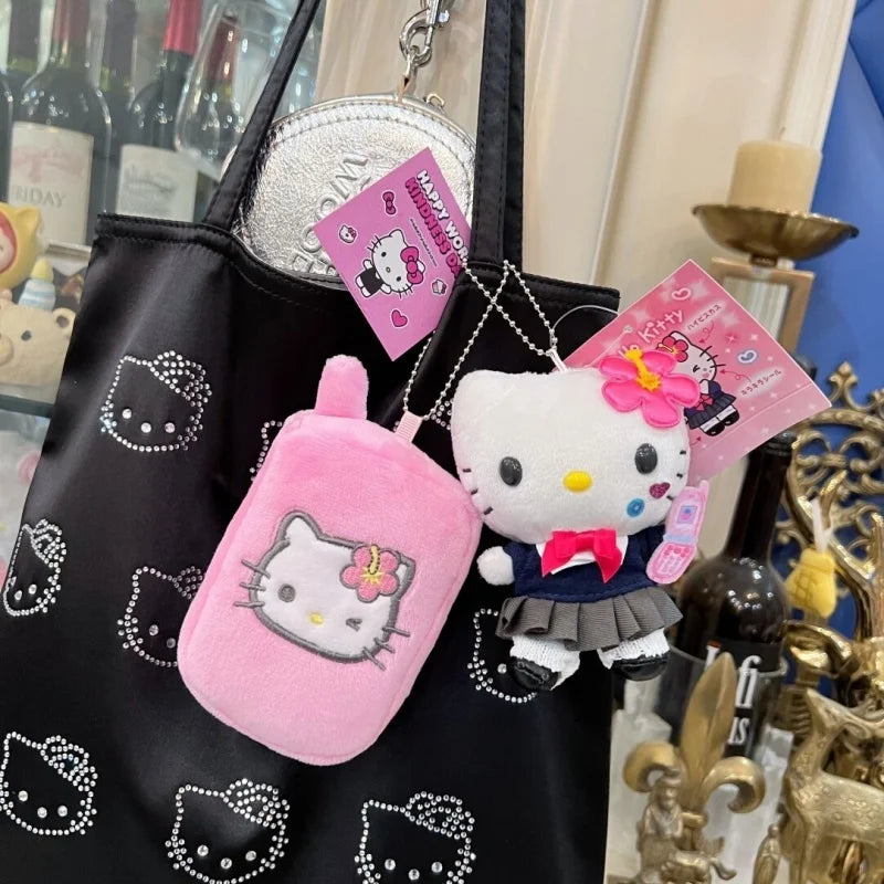 Kawaii my melody Plush Doll Keychain sanrio hello kitty Bag Accessories Heisei uniform HotGirls Y2K Kitty Cat Schoolbag Pendant