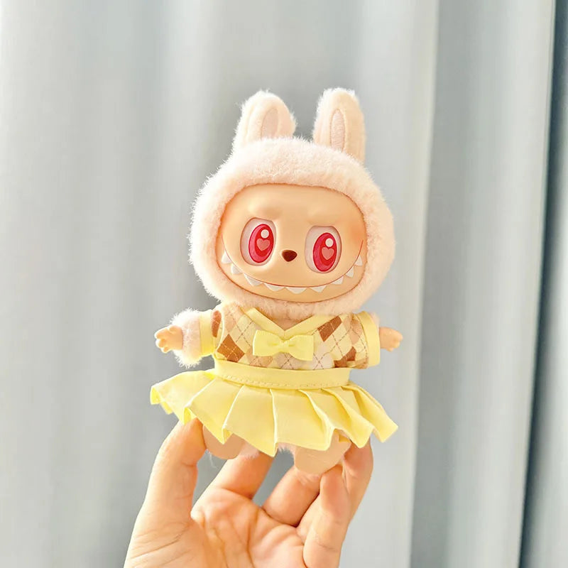 17cm Labubu Idol Dolls Plush Doll'S Strawberry Skirt Cute Clothing Hoodie No Doll Outfit Accessories Korea Kpop Exo Girls Gift