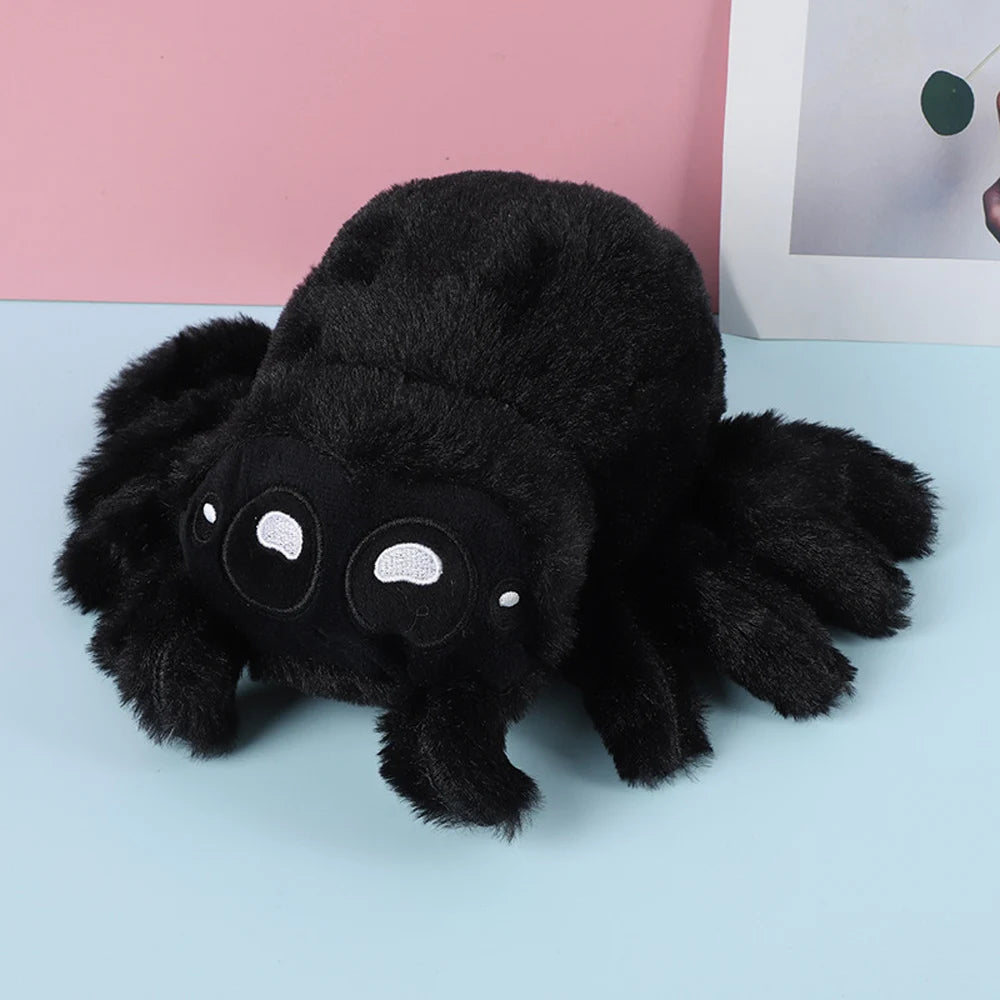 Scary Black Spider Plush Toys Realistic Wild Animal Spider Stuffed Dolls Simulation Insect Soft Plushie Halloween Party Gifts