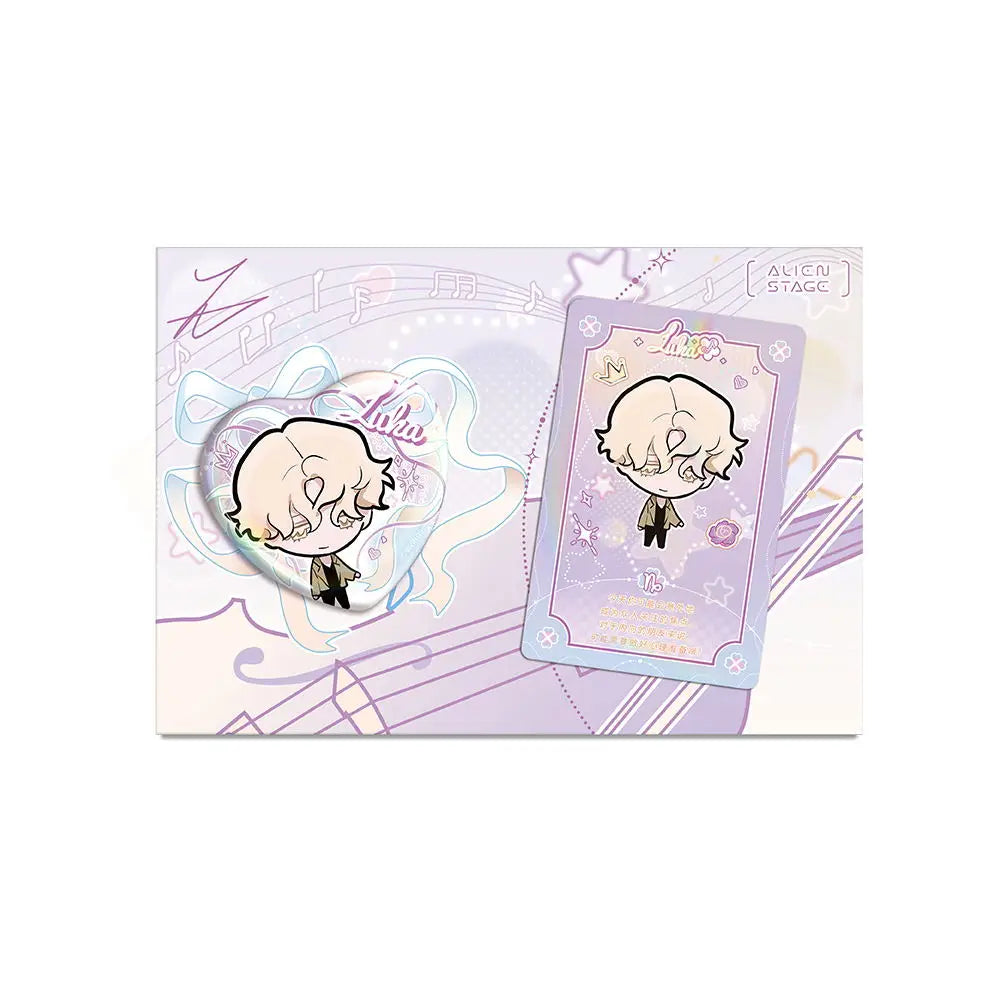 Official Anime Alien Stage Till Ivan Luka Sua Mizi Hyuna Cosplay Heart-Shaped Laser Badge Cartoon Card Emblem Cards Gift Toys