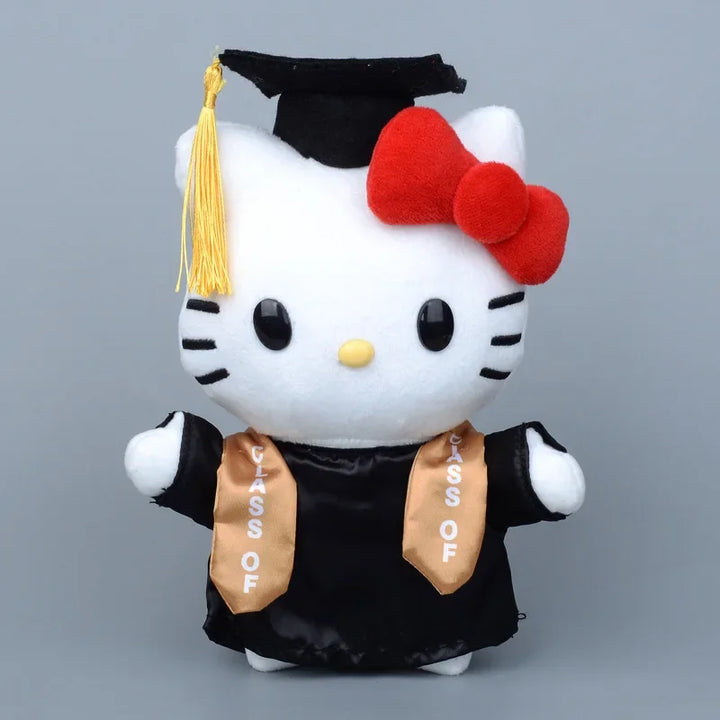 Hot Kawaii Bachelor Gown Graduate Cap Hello Kitty Plush Toy Doll Stuffed Animal Cat Cartoon Room Decor Gifts