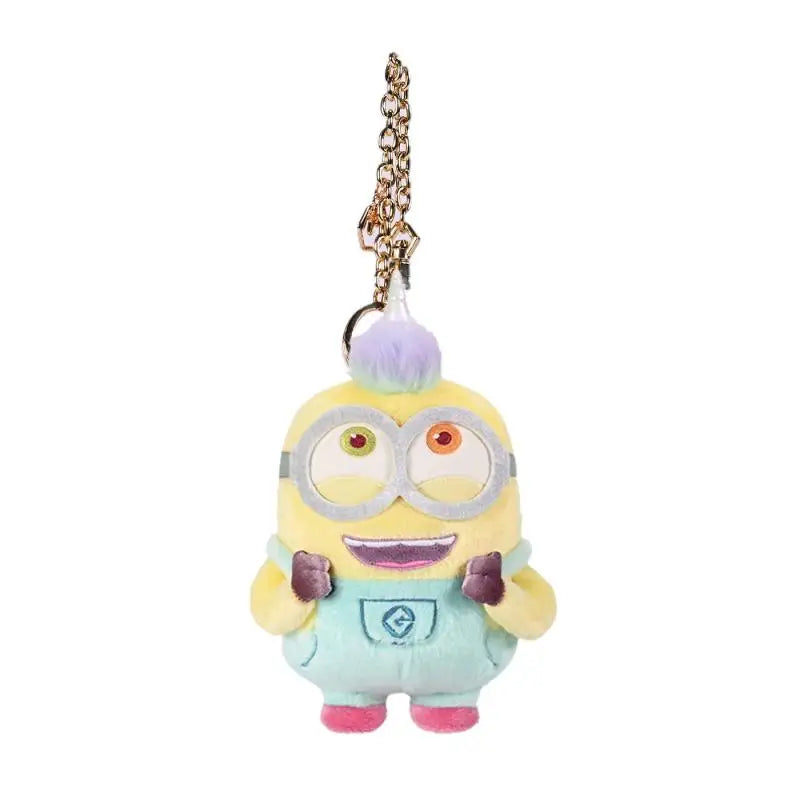 Kawaii Minions Stewart Plush Toys Keychain Cartoon Tim Bear Soft Stuffed Doll Backpack Pendant Girl Boy Birthday Creative Gifts