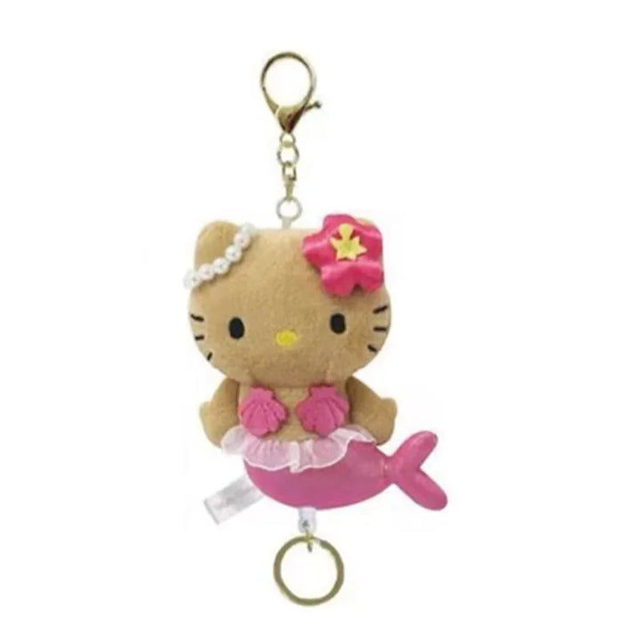 Kawaii Sanrio Hello Kitty Unicorn Black Skin Mermaid Telescopic Plush Keychain Backpack Pendant Decoration Girl Birthday Gift