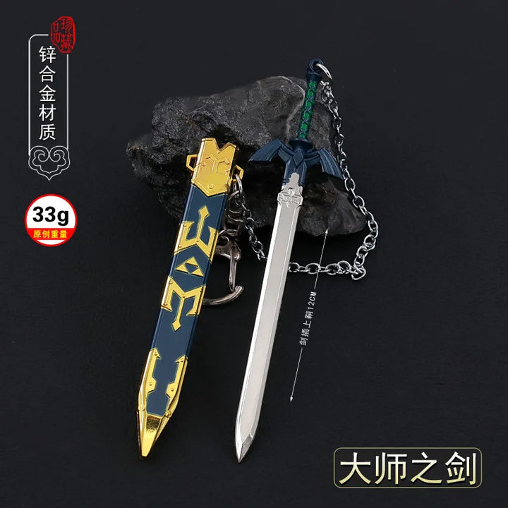 Mini Sword With Sheath China Ancient Sword Zinc Alloy Tang Hengdao Han Sword Weapon Model Keychain Pendant Cosplay Accessories