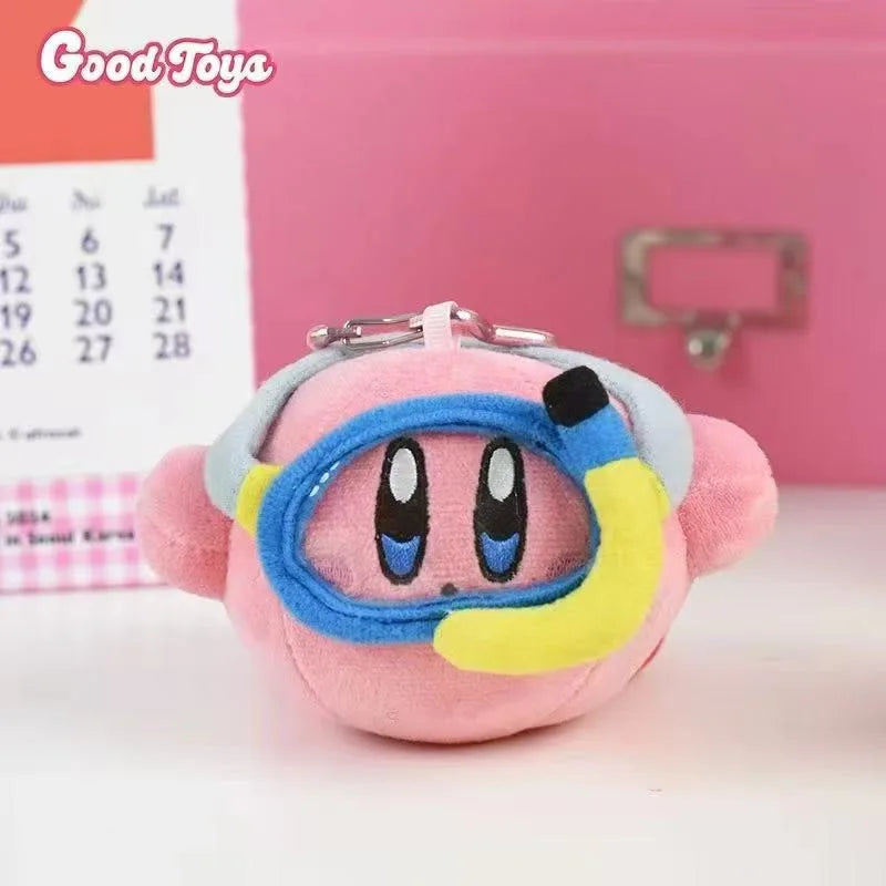 Anime Cartoon Diving Star Kirby Stuffed Doll Toy Swimming Kirby Plush Keychain Decoration Accessories Kawaii Pendant Great Gift