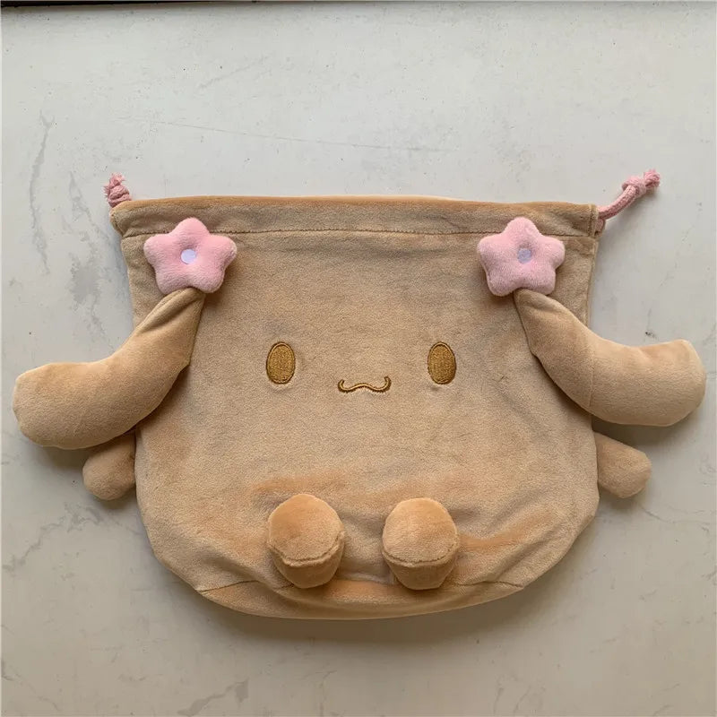 Cute Mocha Dog Drawstring Bag Pouch Cartoon Anime Kawaii Storage Organizer Bags