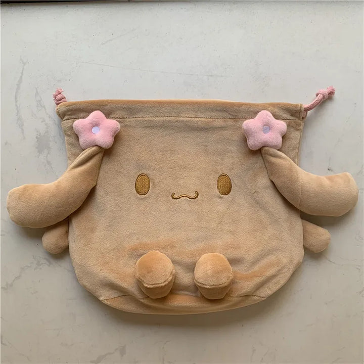 Cute Mocha Dog Drawstring Bag Pouch Cartoon Anime Kawaii Storage Organizer Bags