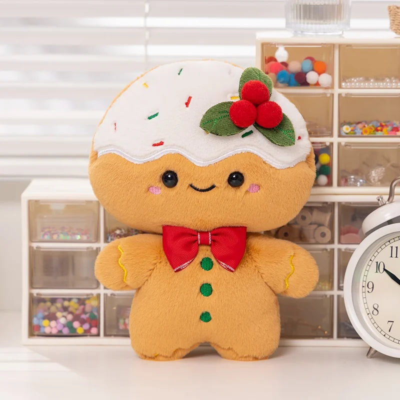 Kawaii Christmas Gingerbread Man Plush Toy Soft Gingerbread Man Plushie Baby Kids Christmas Gift Festival Decoration