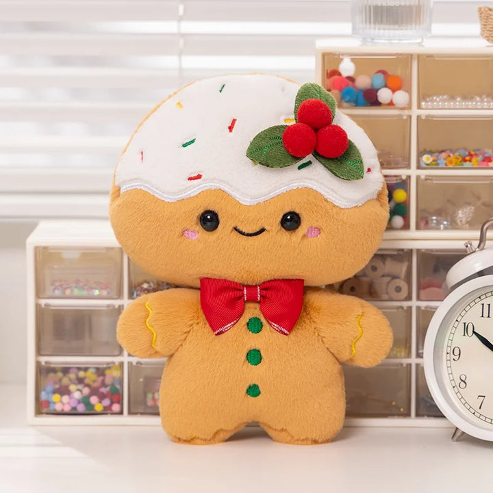 Kawaii Christmas Gingerbread Man Plush Toy Soft Gingerbread Man Plushie Baby Kids Christmas Gift Festival Decoration