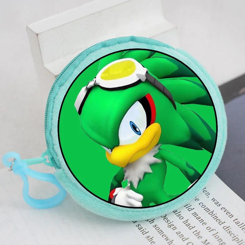 Sonics Plush Coin Zipper Purses Cute Anime Cartoon Printed Storage Bags Round Mini Wallet Anime Keychain Pouch Kid Birthday Gift