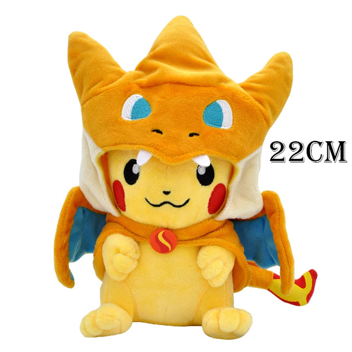 Cos Eevee Pikachu Cosplay Plush Toys Pikachu Peluche Mimikyu Lucario Charizard Garchomp Stuffed Animal Doll Collectible Gift