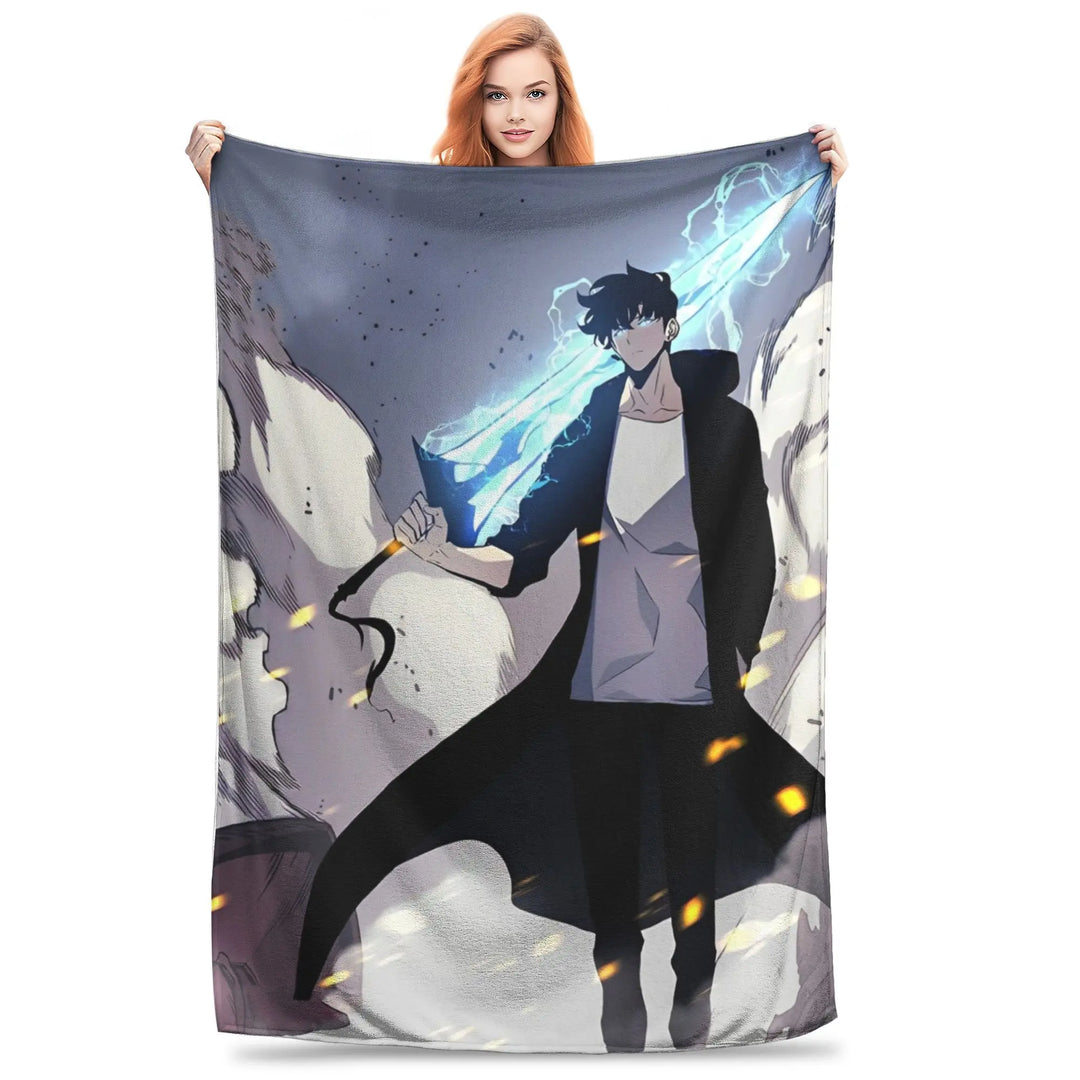 Solo S-ung Jin-woo Leveling Flannel Blanket Anime Novelty Throw Blankets for Home Hotel Sofa  200x150cm Quilt