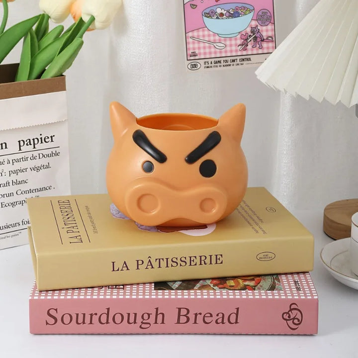 Cartoon Action Masked Pencil Holder Cute Stationery Makeup Brush Storage Box Creative Desktop Ornament Student Holiday Gift