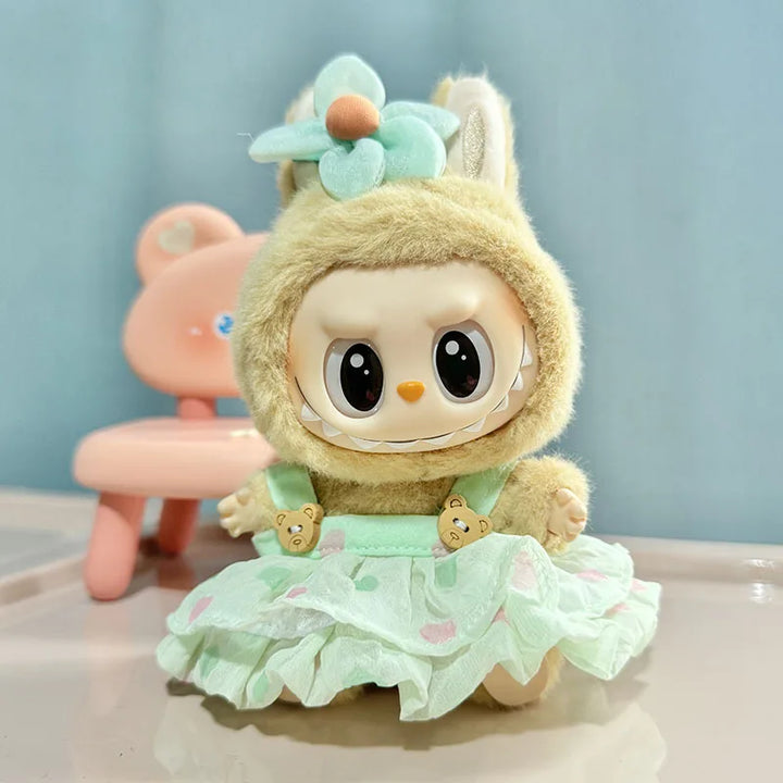 17cm Labubu I II Idol Dolls Cute Mini Plush Doll'S Clothes Korea Kpop Exo Idol Dolls Overalls Clothing DIY Accessories Gifts