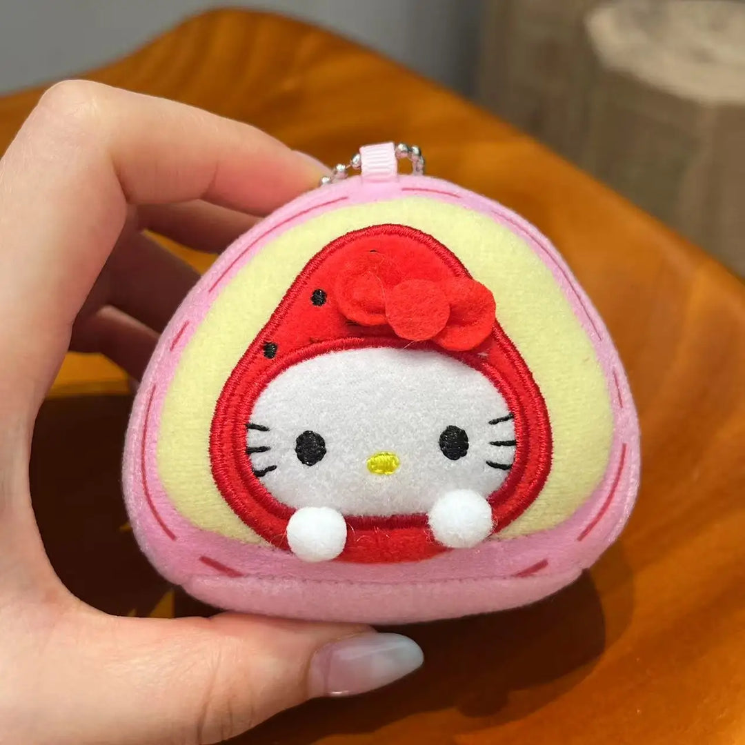 Kawaii Sanrio Strawberry Hello Kitty Backpack Pendant Cartoon Plush Toys Keychain Accessories Girls Birthday Gift Peripherals