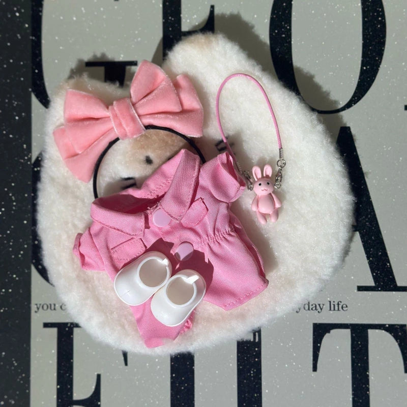 Fashion 17cm Labubu 1st/2nd/3rd Gen Cute Bunny Outfits Pink Bow Set Colorful Cargo Onesie Shoes Sitting Party Doll Clothes