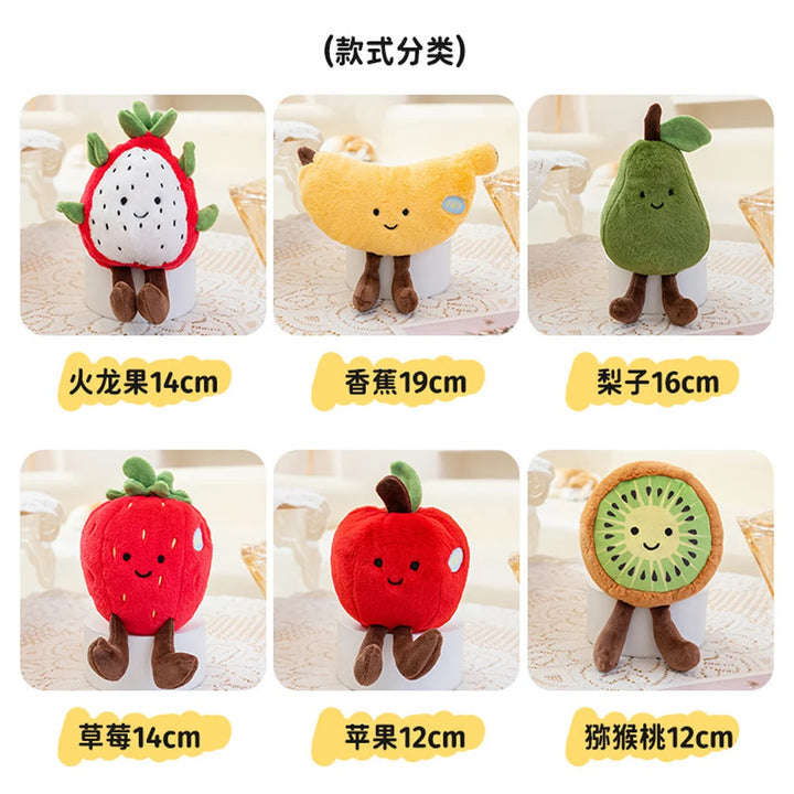 Cartoon Kiwi Fruit Plush Toys Squishy Mangosteen Soft Dolls Pineapple Durian Stuffed Toys Watermelon Plushie Pitaya Pear Orange