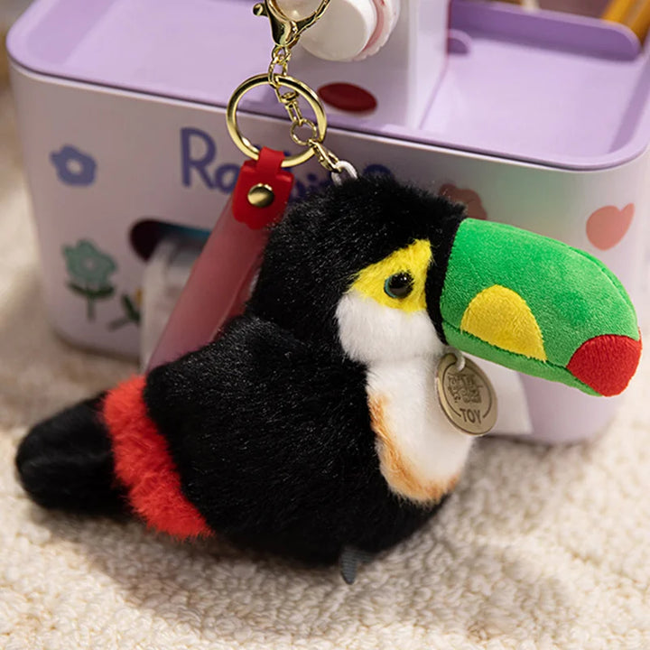 Toucan Key Ring Holder Stuffed Bird Parrot Bracelet Slap Band Plush Toys Pelican Sitting Soft Dolls Functional Gifts Bag Pendant