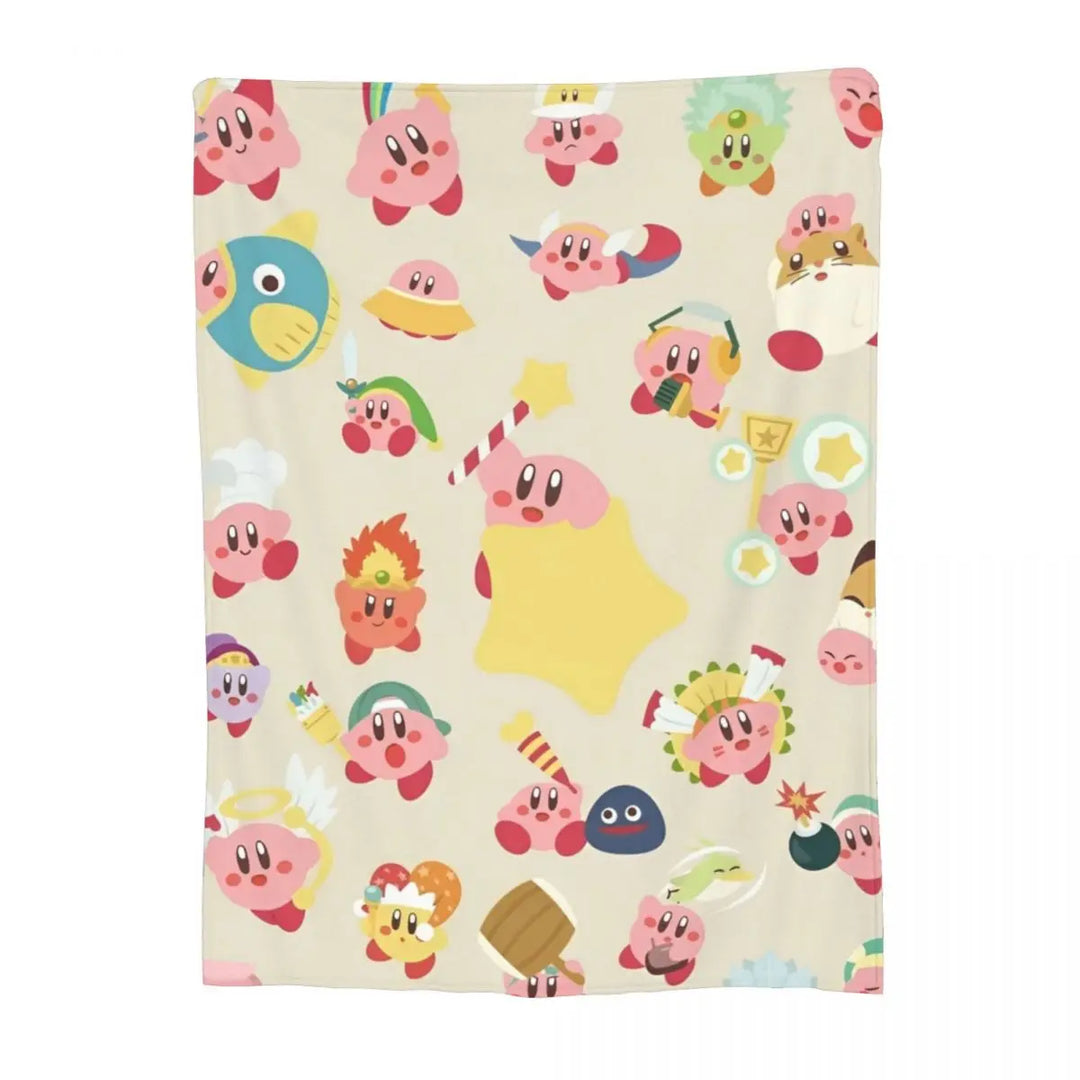 Video Games Knitted Blankets Coral Fleece Plush Kawaii Kirbyys Lightweight Thin Throw Blankets for Home Couch Bedspread