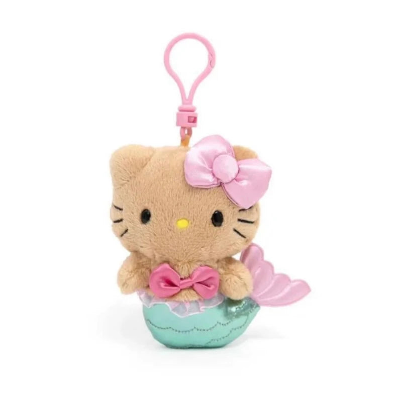 Anime Black Leather Hellokitty Plush Doll Pendant Mermaid Hawaiian Series KT Keychain Gift Plush Doll Storage Bag Pendant  gift