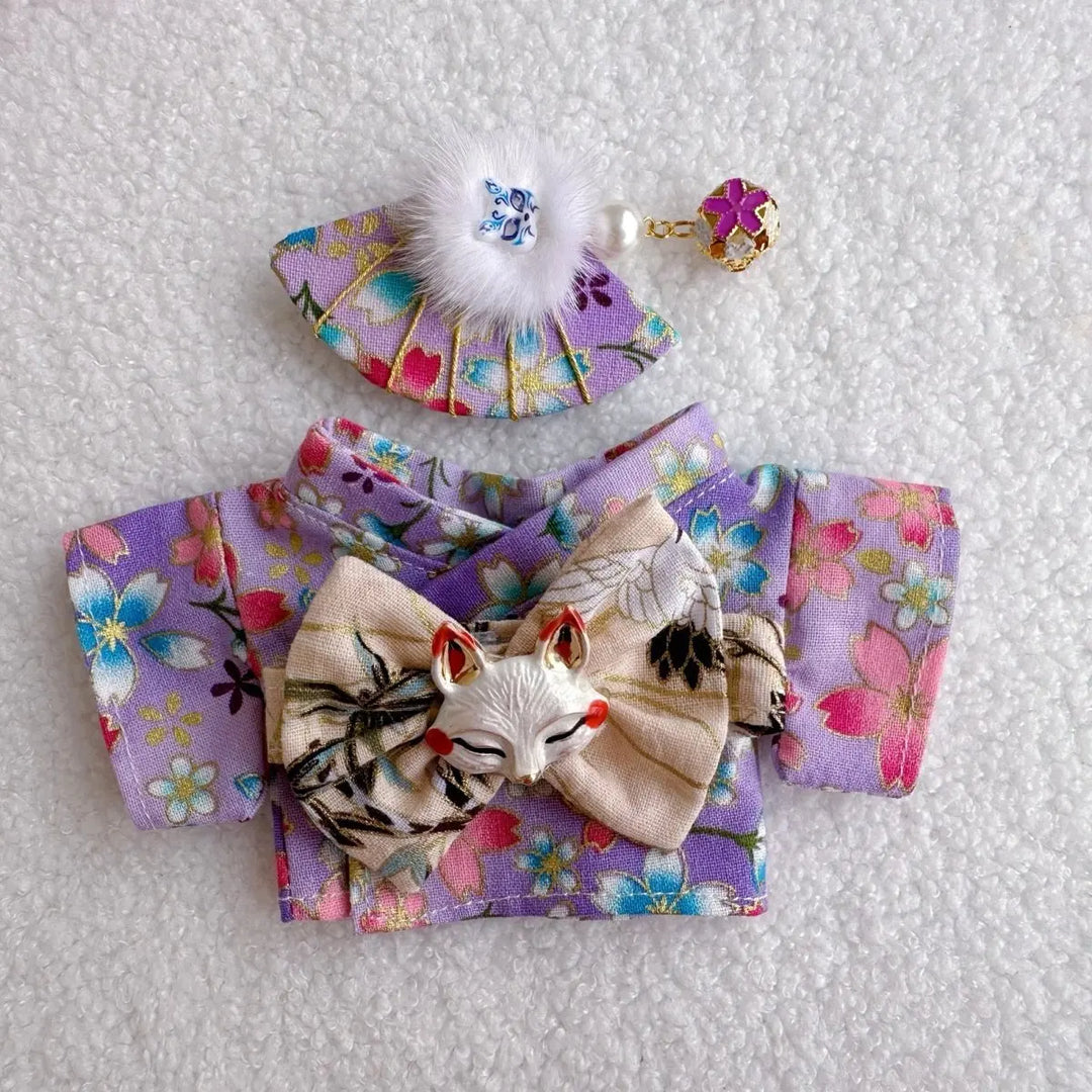 15/17cm Labubu 1st/2nd/3rd Generation Dolls Outfit Sitting Party Labubu Belt & Kimono Plush Doll'S Clothes Accessories