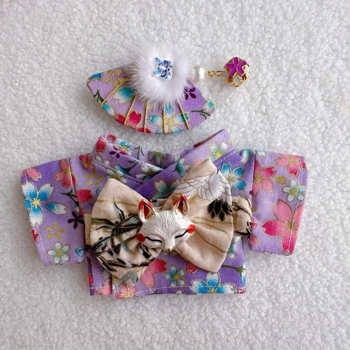 15/17cm Labubu 1st/2nd/3rd Generation Dolls Outfit Sitting Party Labubu Belt & Kimono Plush Doll'S Clothes Accessories