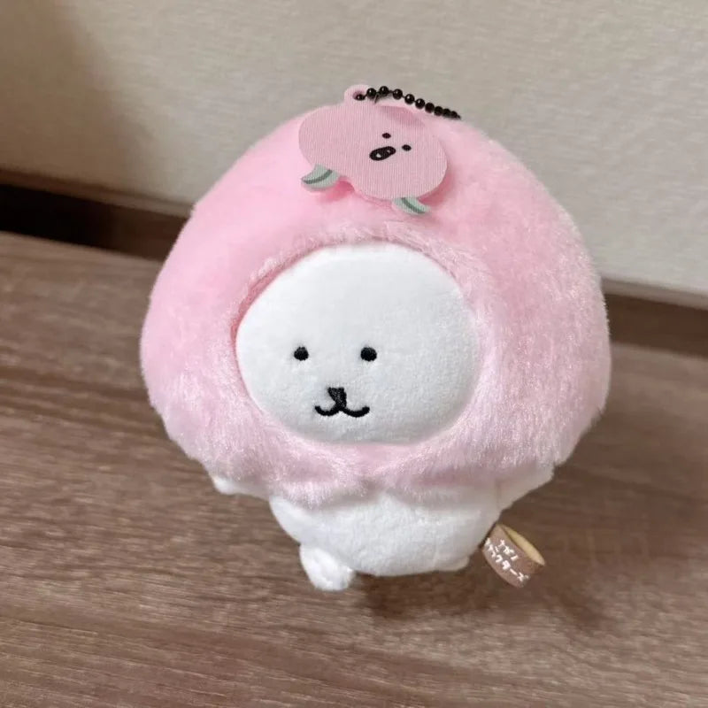 cute Self-deprecating Bear Plush doll Keychains joke bear Peach series Doll Pendant  Hachiware Bag Pendant Decoration Keychain